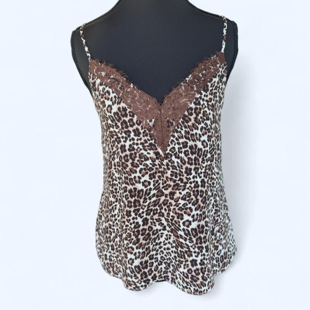 Y2K leopard print‎ lace cami